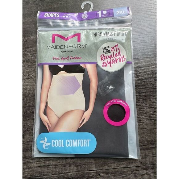 MAIDENFORM FLEXEES NWT women’s black and nude slimming high waisted brief and bo - Picture 5 of 8